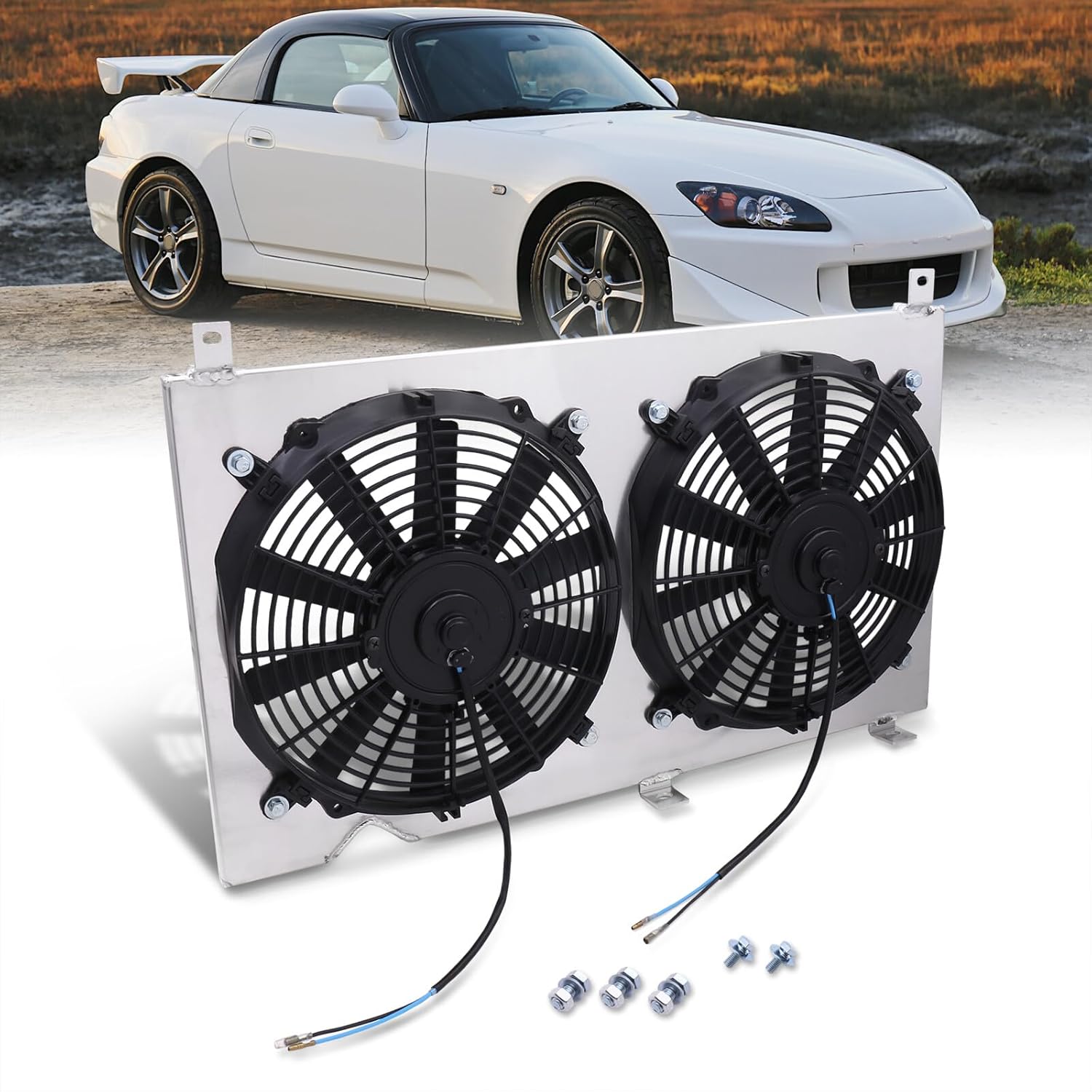 AJP Distributors Compatible/Replacement For S2000 Manual MT Transmission Aluminum Radiator Fan Shroud Kit