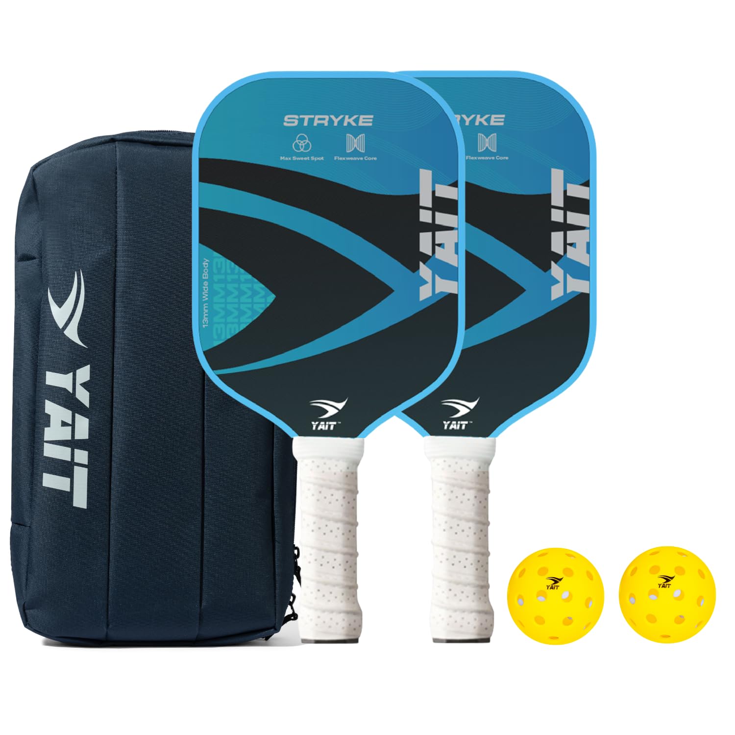YAIT Sports Stryke Pickleball Paddle Set with Free Pickleball Bag | 2 Fiberglass Paddles & 2 Balls | Dense 8 mm PP Honeycomb Core | 13 mm Fiberglass Durable Paddle | AIPA Approved Racket-image-32