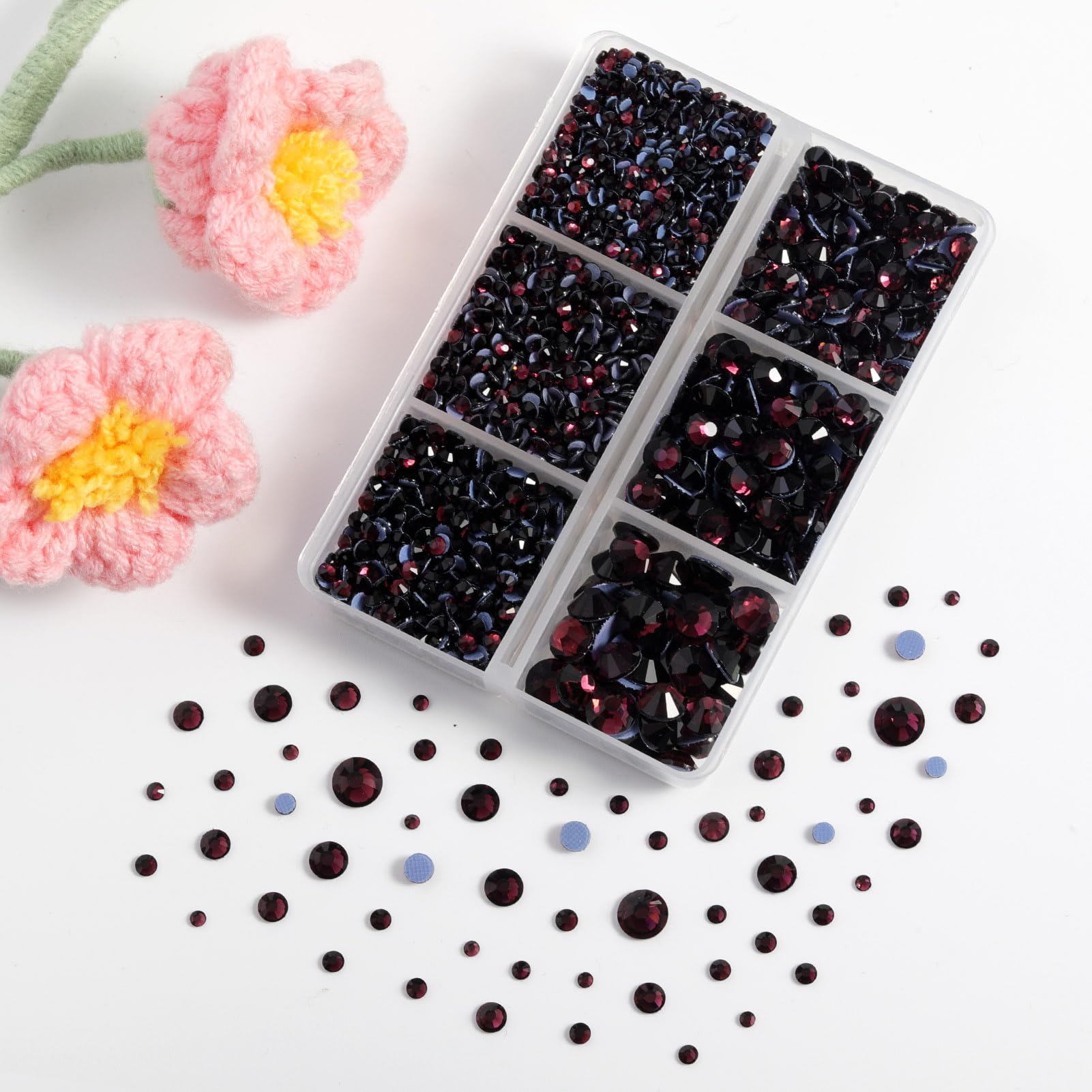 BEADSLAND Hotfix Rhinestones,4000 PCS Purple Rhinestones for Clothes Crafts Mixed 6 Sizes with Wax Pencil and Tweezers Kit,SS6-SS30,Amethyst - Image 2