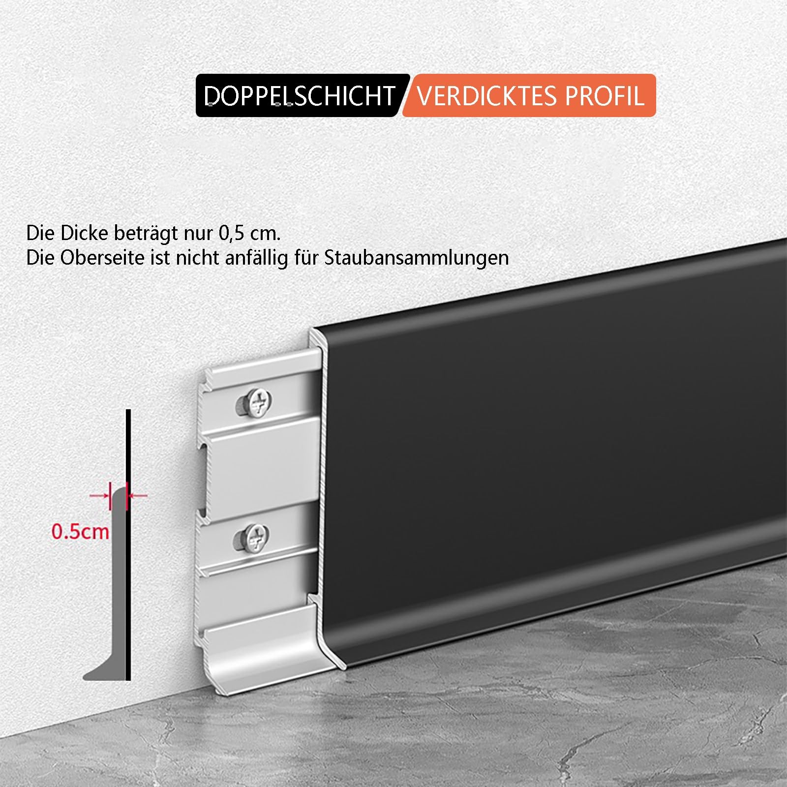 Battiscopa in laminato, battiscopa in alluminio con perline per arredamento moderno e ristrutturazione di interni