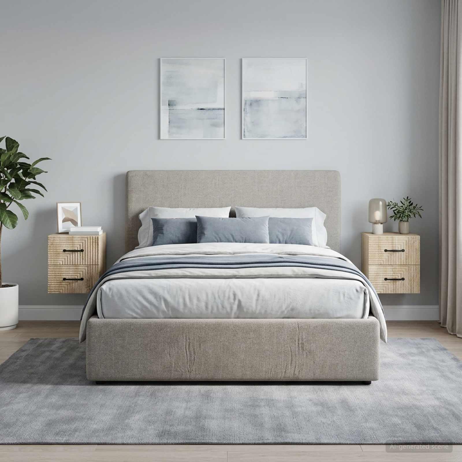Wandmontierter Nachttisch Sonoma-Eiche 2er Set, 34,5 x 33 x 40 cm mit Stauraum, Schubladen, Ablage, für Schlafzimmer, Wohnzimmer, Büro, Staubschutz, robuste Holzwerkstoff, vielseitig