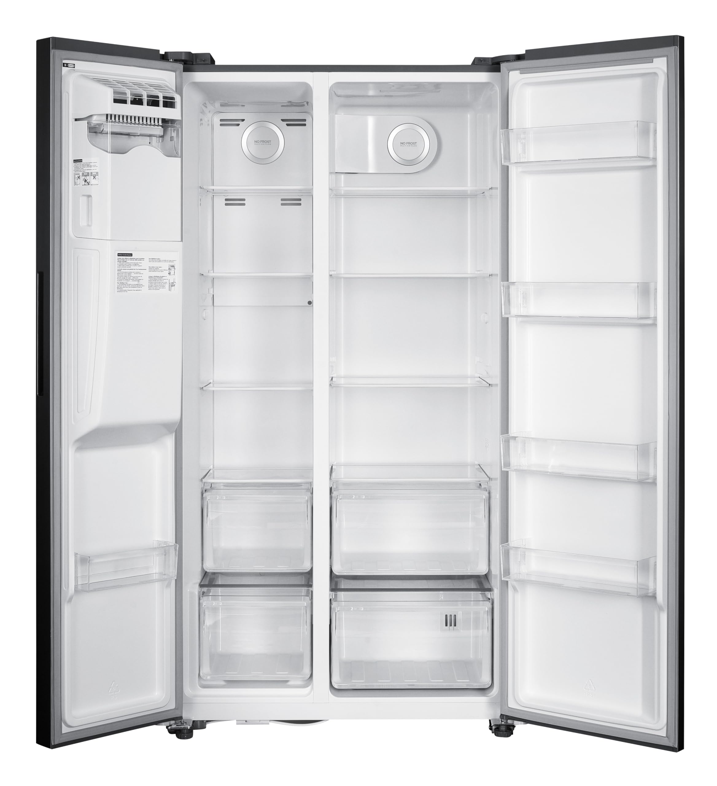 GEDTECH - Refrigerador americano GSBSA513IX Side by Side 513L - Dispensador de agua y máquina de hielo automático - Acero inoxidable