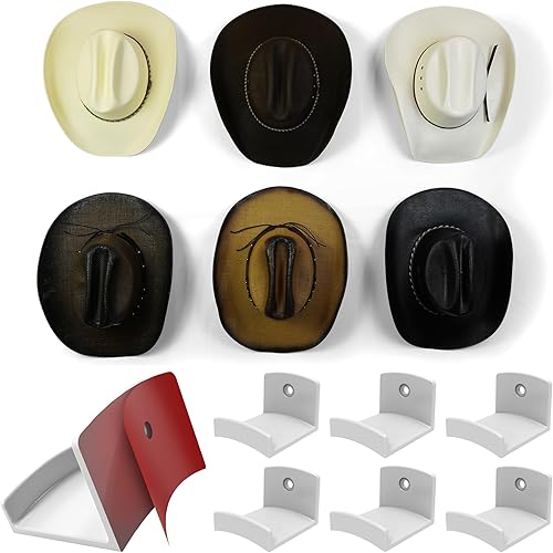 Modern JP Ganchos adhesivos para sombreros de pared (paquete de 6)  Perchero de sombrero de vaquero, organizador de sombreros de ala ancha, ganchos