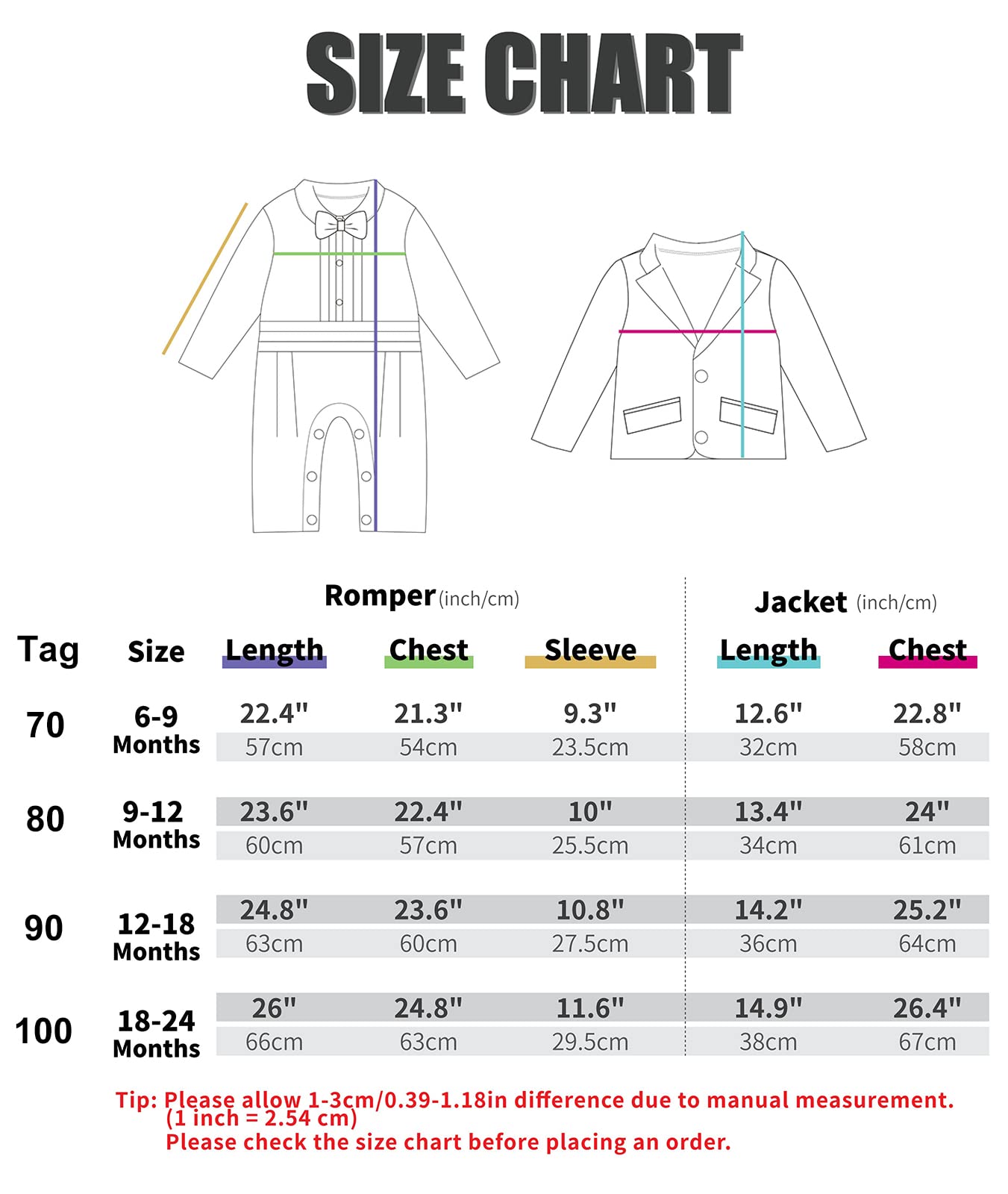 mintgreen Barboteuse pour Bébé Garçon Gentleman, Ensemble de Costume 2 Pièces Tenue de Mariage avec Manteau, 6-24 mois