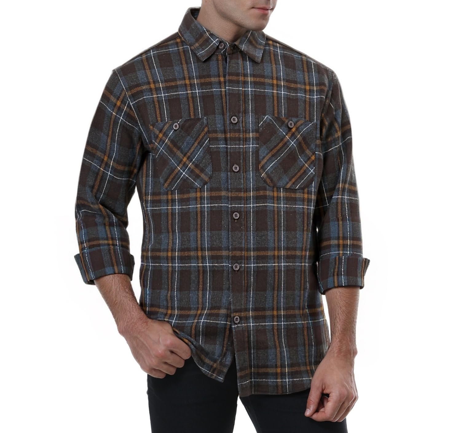 WARHORSEE Flannel Shirt for Men Long Sleeve Button Down Plaid Shirts