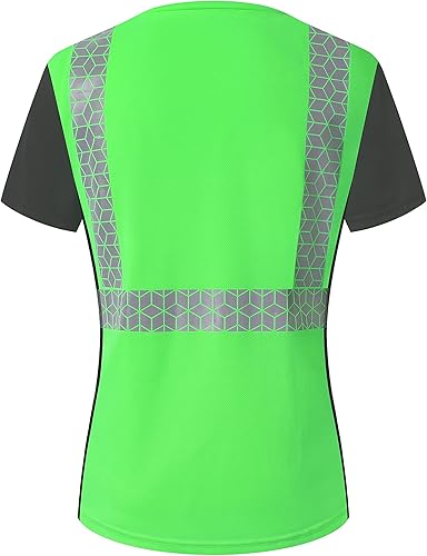 Miniatura 6 de Camiseta de seguridad para mujer, camiseta reflectante alta para mujer con patrón reflectante inusual, manga corta transpirable