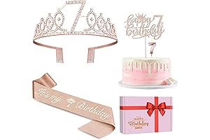 Birthday Crown and Sash for Girls - 7th Birthday Tiara, Happy 7th...