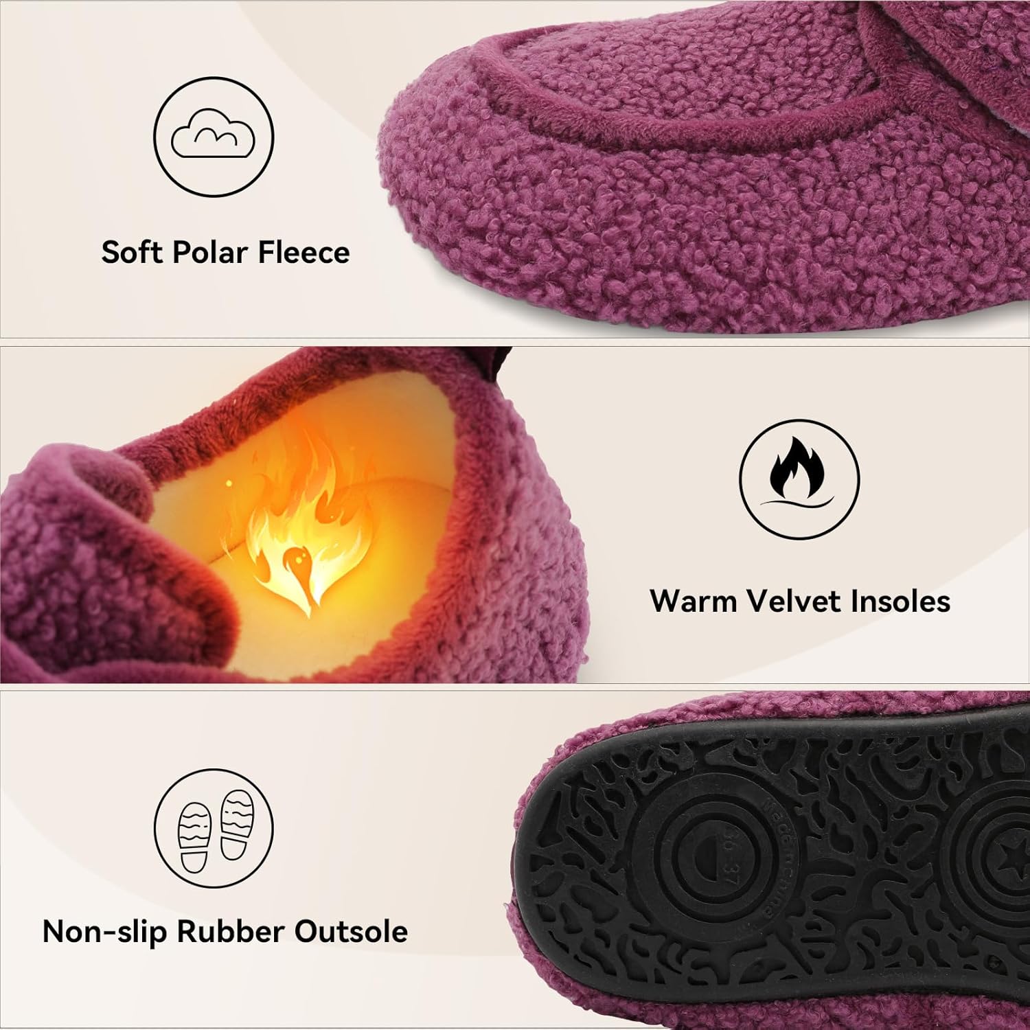 BARERUN Womens Mens Slippers Diabetic House Slippers for Women Men Wide Indoor Slip on Barefoot Adjustable Orthopedic Neuropathy Arthritis Edema Plantar Fasciitis Slipper Socks - Image 4