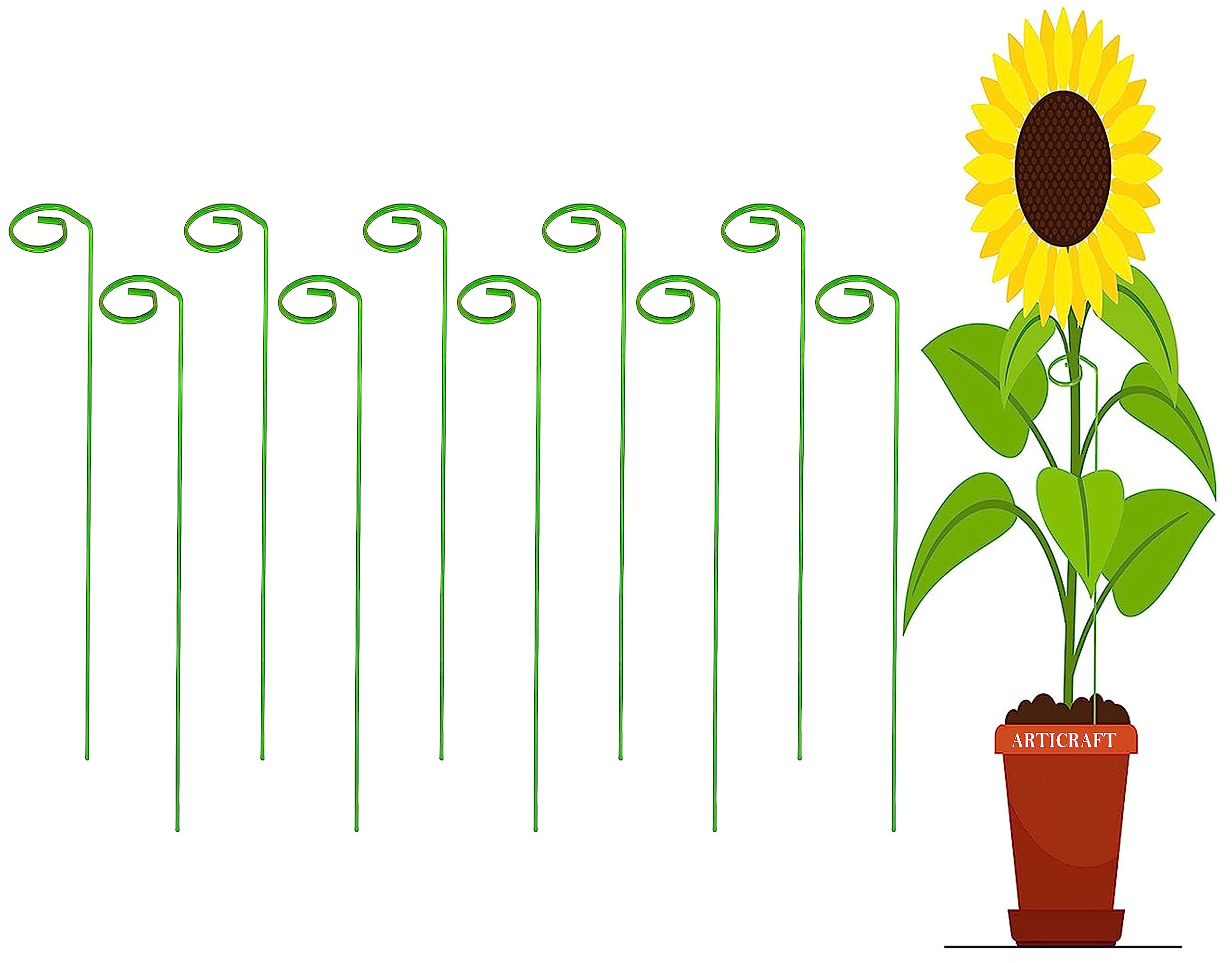 ARTICRAFT Trendy 18 inch, Metal Plant Support Stakes with Amaryllis Plant Support Rings Plants with Free Twist Ties (Color - Green) (Green Pack of 10) (B0C9J6FFV1) Amazon Price History, Amazon Price Tracker