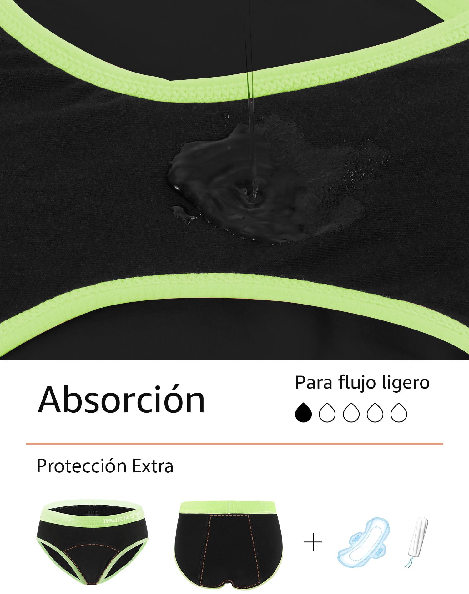 INNERSY Bragas Menstruales Reutilizables Algodón 3 Pack 8-16 Años