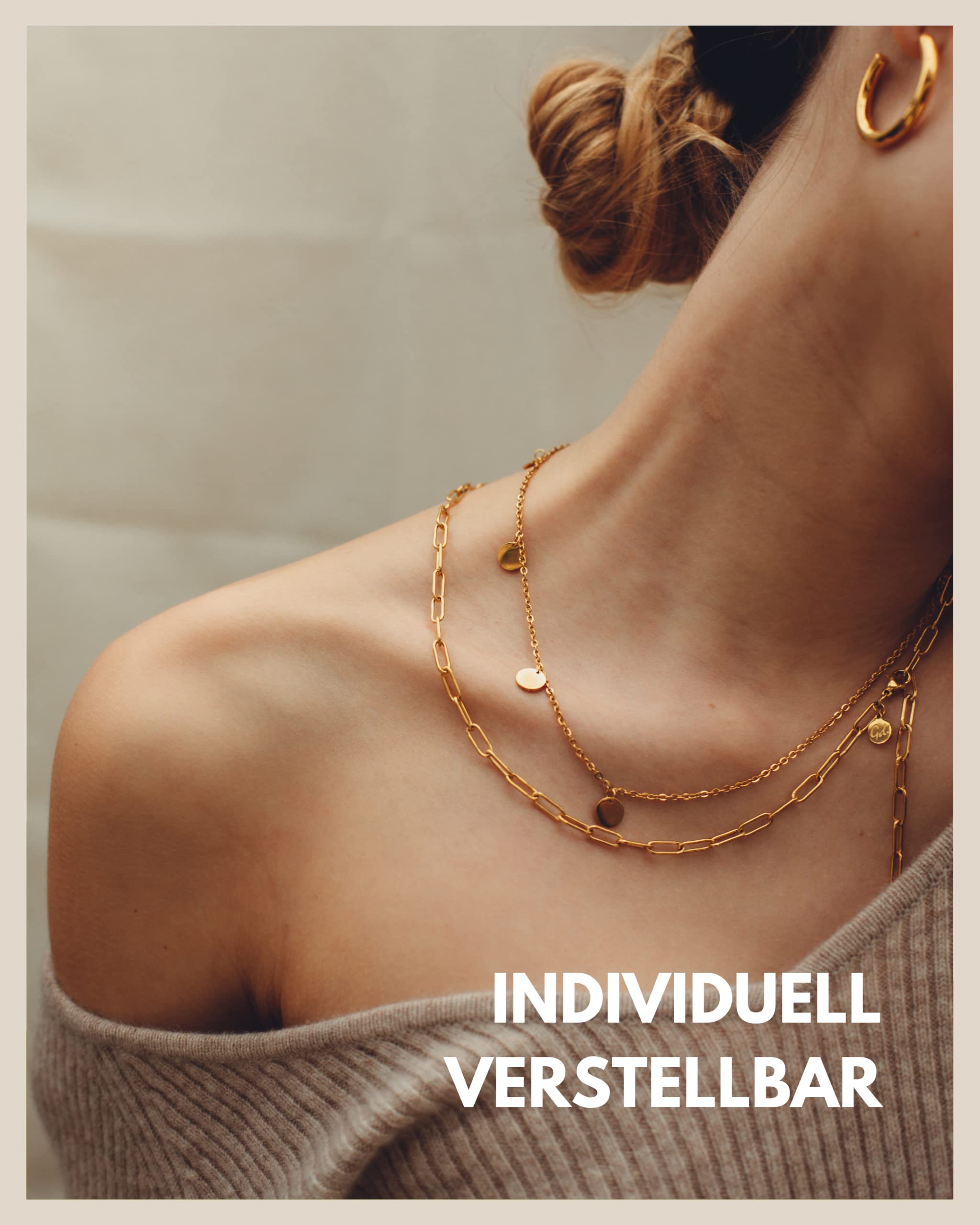Gliederkette Damen - Wasserfeste Y Kette I Verstellbare Ankerkette aus Edelstahl in Gold - Silber - Rosegold I Filigrane Edelstahl Halskette