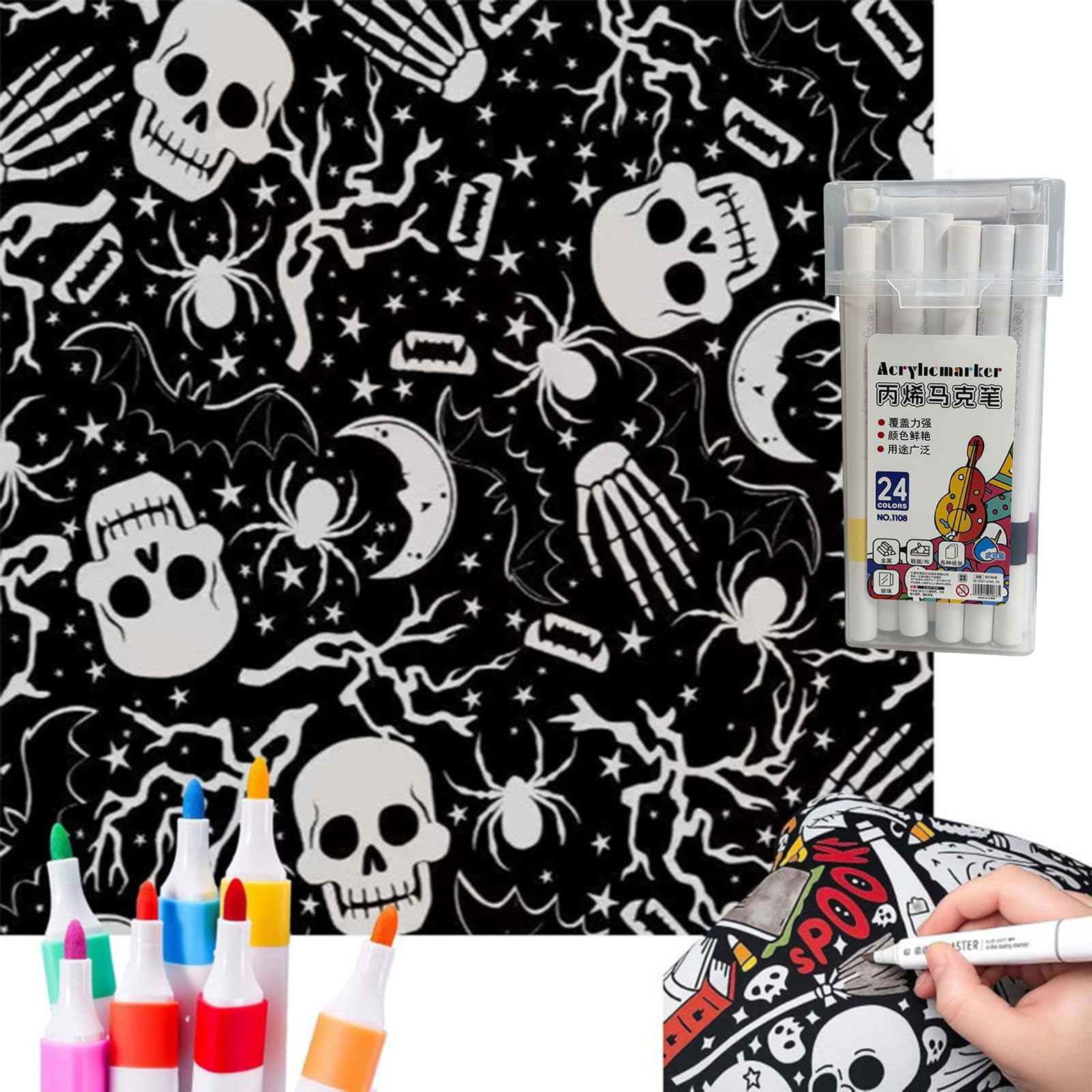 DIY Coloring Blanket, Colouring Blanket with 24Colour Markers Washable