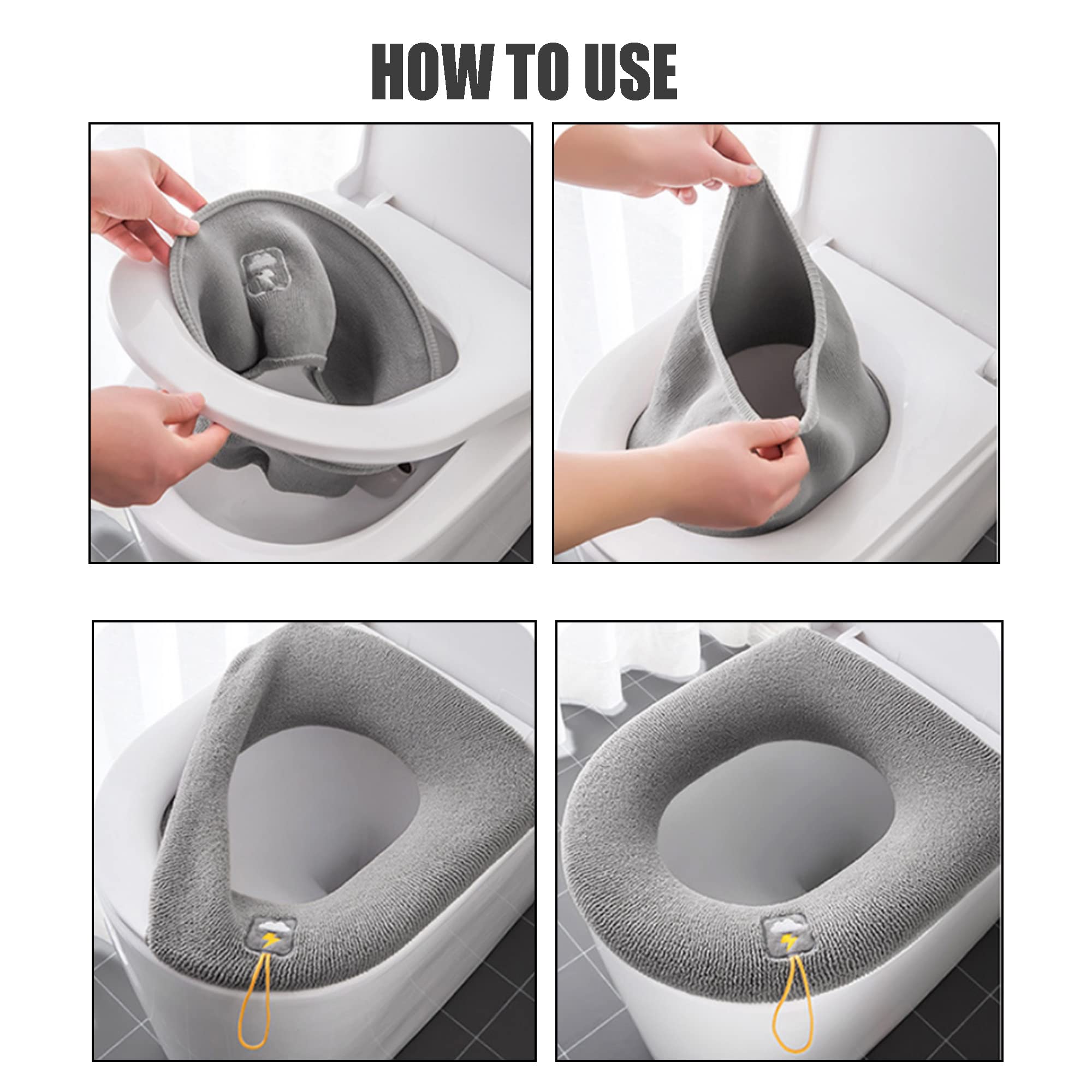 5 Coprisedile Per WC Morbidi E Lavabili - Set Multicolore, Elasticizzati, Per Water Ovali E Rotondi - Foto 3