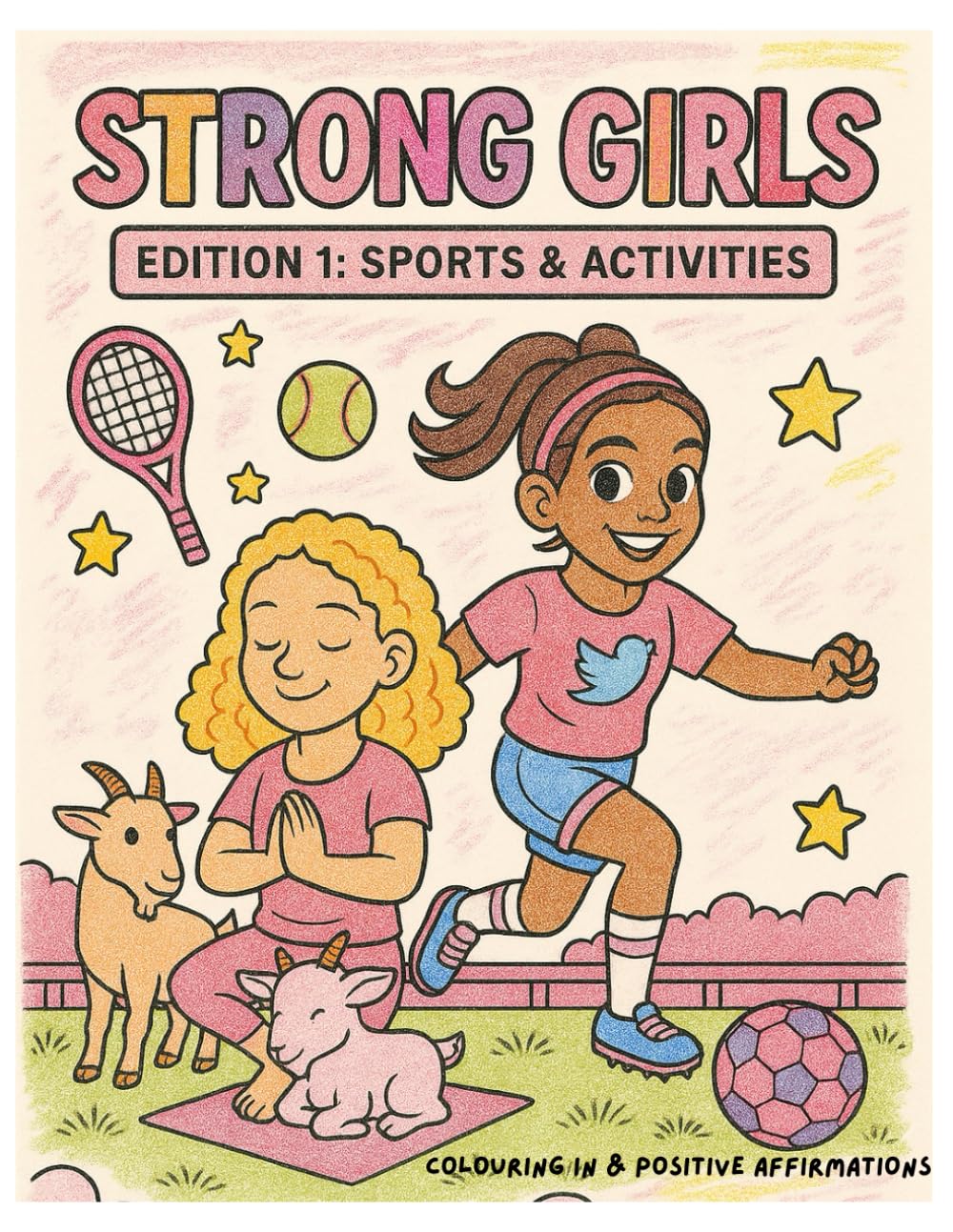 Strong Girls Colouring Book: Edition 1: Sports & Activities - Inspirational colouring of sports, activities and positive affimations for strong girls.
