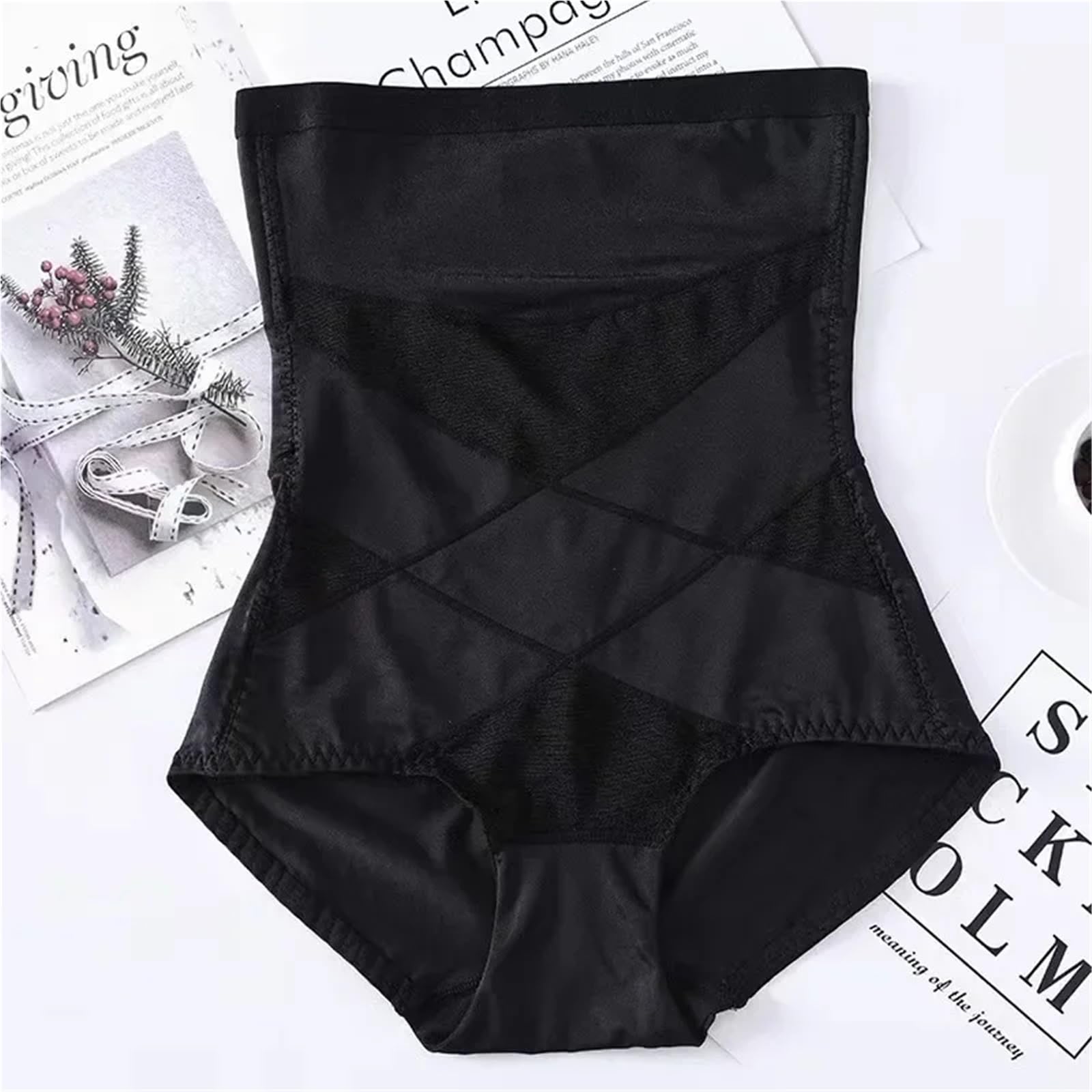 Pancera Contenitiva 2PCS Donne Butt Lifter Shapewea Briefsr Tummy Control Donna Vita Alta Trainer Bodyshaper Mutandine Corsetto Addome Intimo Modellante(Black,M 40-48kg)