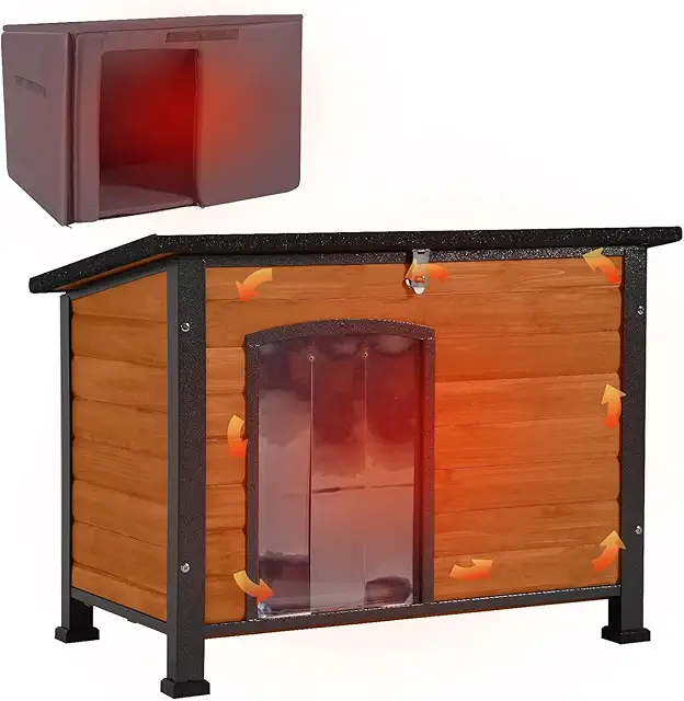 Insulated Dog House with Washable Liner, Large Waterproof Outdoor Kennel