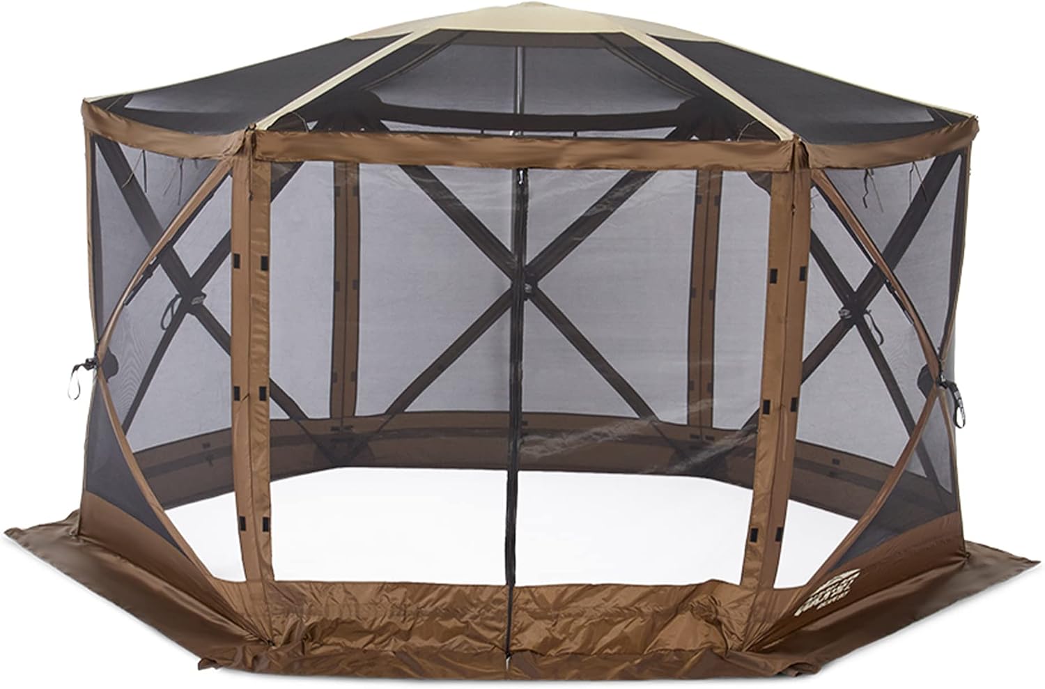 Clam Quick-Set Sky Screen Shelter – 8-Person Pop-Up Tent with Screened Roof for Airflow & Stargazing, 140" x 140", Brown, Instant Setup, Oversized Carry Bag – Camping, Tailgating, Outdoor Use