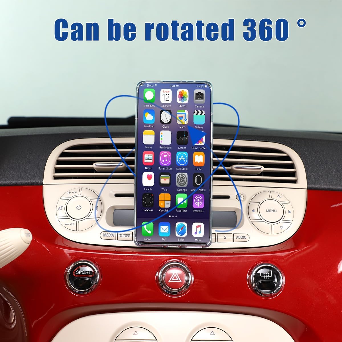 HAPPYHORSE Car Phone Mount Compatible with Fiat 500/500 Abarth 2010-2015 Central Control Air Vent Phone Holder Phone Mount Accessories (Style A) image 2