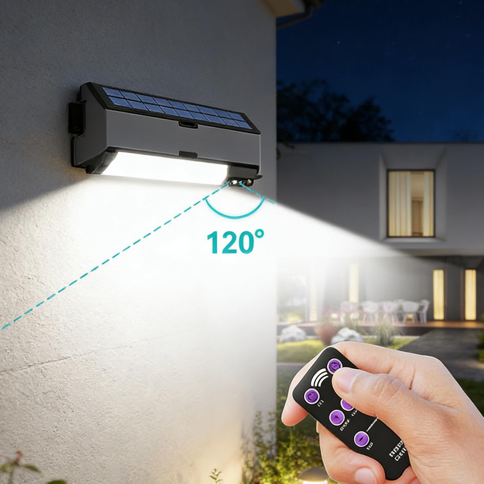 Lumières Solaires Murales d'Extérieur Lampe Solaire Intelligente 3 Modes