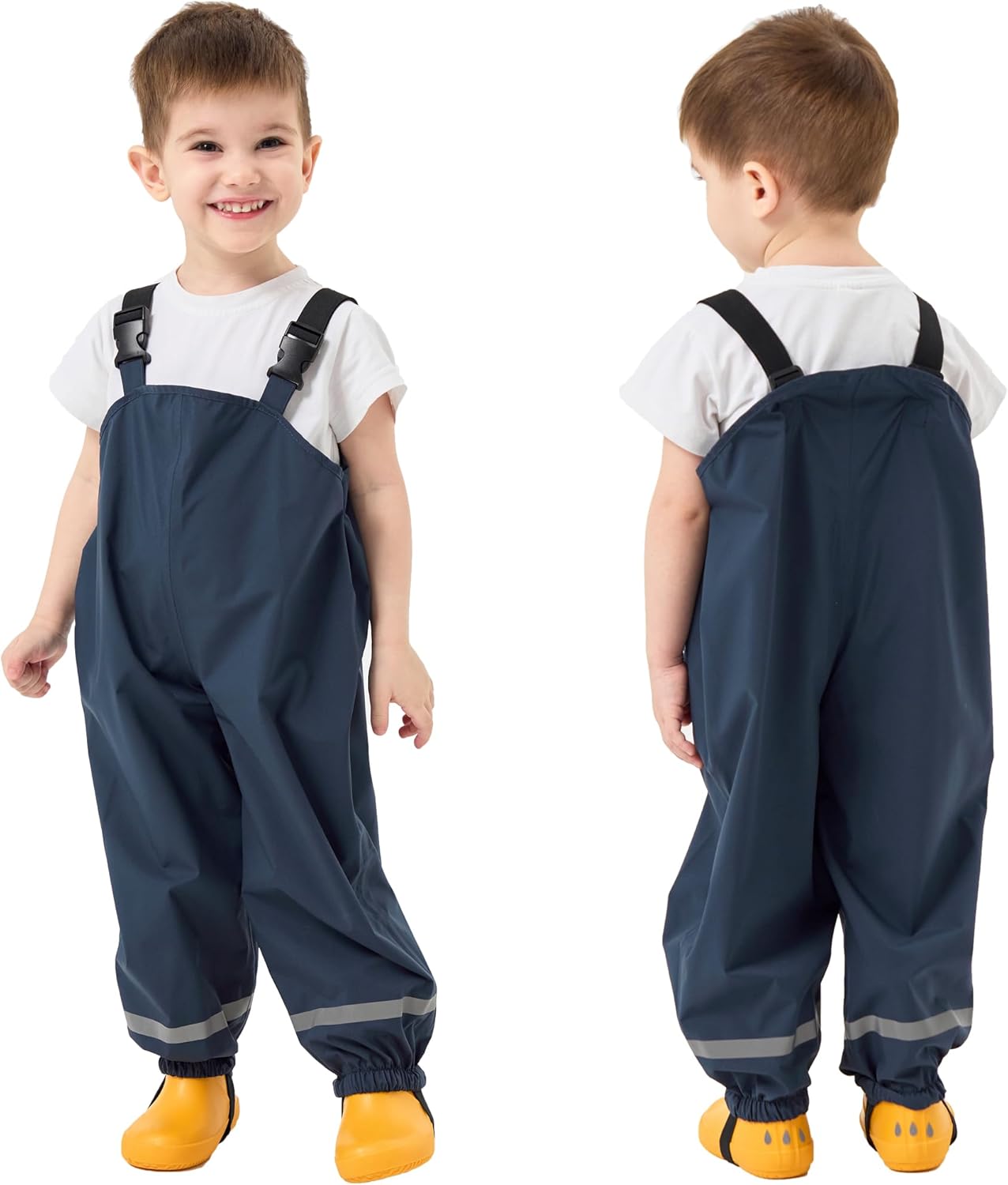 Fewlby Kids Rain Bib Pants, Toddlers Waterproof Suspender Dirty Proof Rain Wear for Boys and Girls