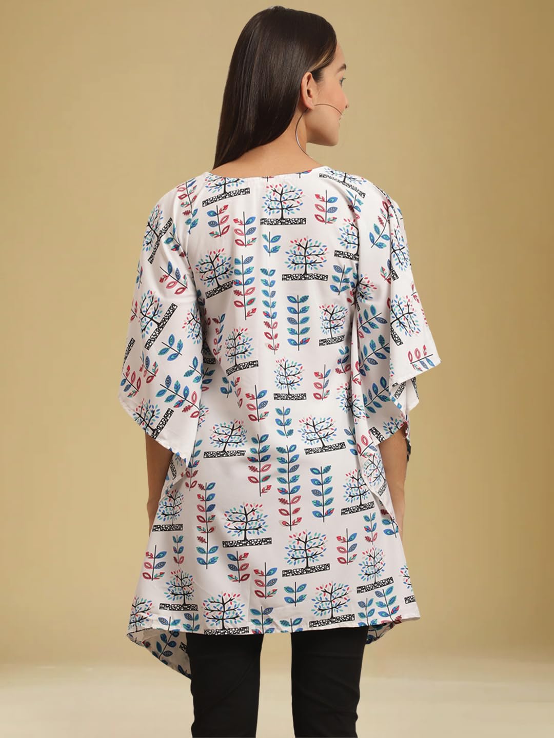 Tee Projekt Casual Crepe Kimino Sleeves Women's Kaftan Dress Ll Kaftan Casual & Everyday Kurta (Pack Of 2) Orange-Pink