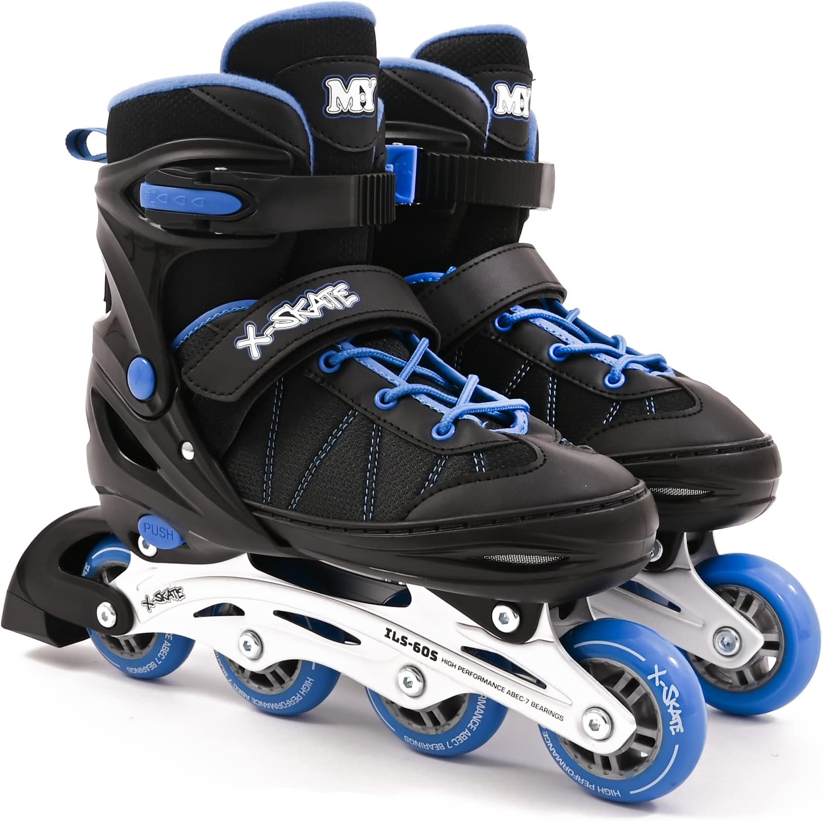 M.Y X-Skate Adjustable Inline Roller Skates with Built In Adjusters Kids Roller Boots for Boys & Girls