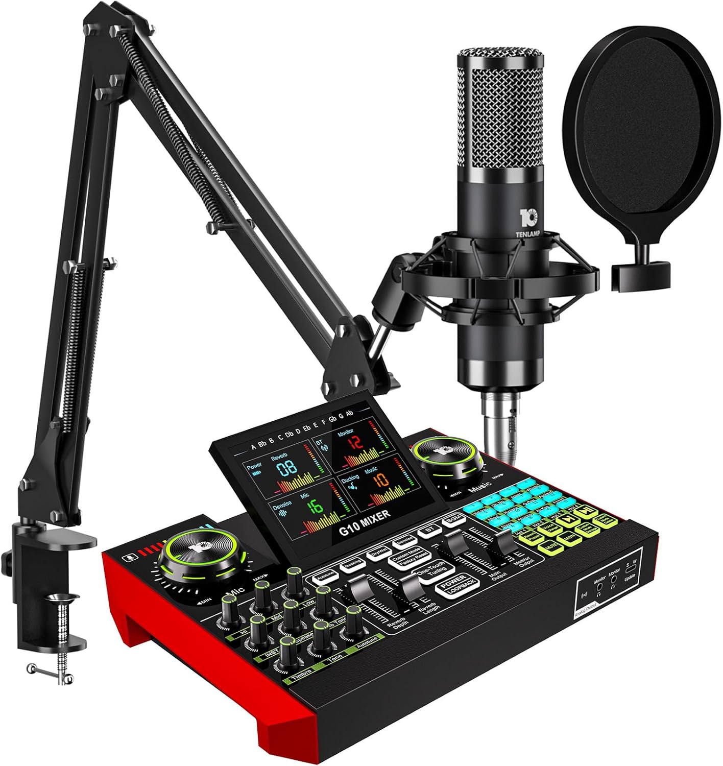 Podcast Equipment Bundle with 3.5mm Condenser Microphone for Pc/Phone Live Streaming Singing Gaming, Podcast Microphone Bundle with Live Sound Board Audio Mixer,Voice Changer, Denoise,DJ Sets Podcast Equipment Bundle with 3.5mm Condenser Microphone for Pc/Phone Live Streaming Singing Gaming, Podcast Microphone Bundle with Live Sound Board Audio Mixer,Voice Changer, Denoise,DJ Sets