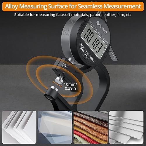 Vista 47 de Neoteck Medidor digital de grosor de 1 pulgada/1.000 in, pantalla LCD de 0.0005 pulgadas con conversión de pulgadas/mm, herramienta de medición