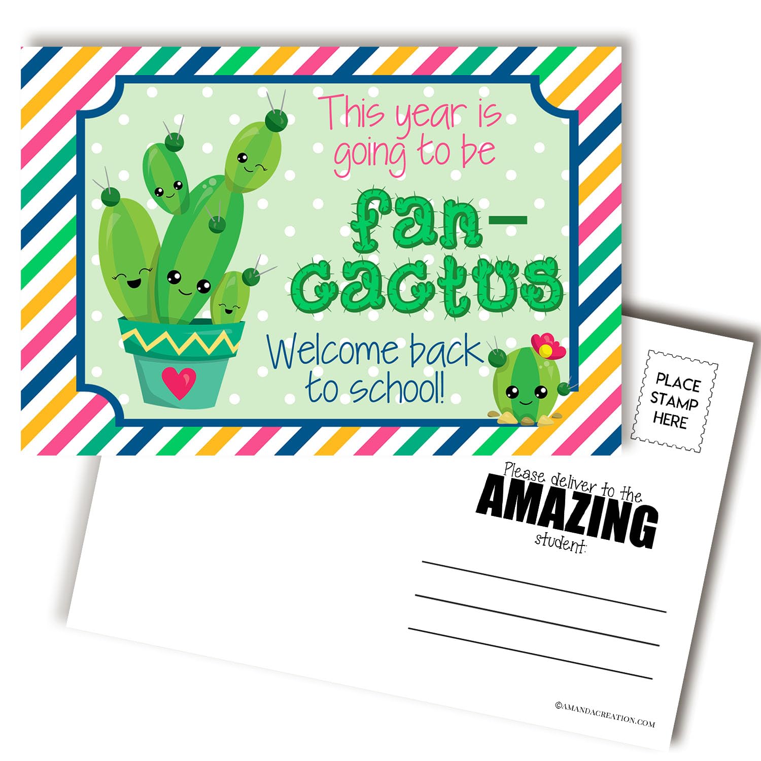 AmandaCreation - Tarjetas postales en blanco con temática de cactus para que los maestros envíen a estudiantes, 10,16 x 15,24 cm