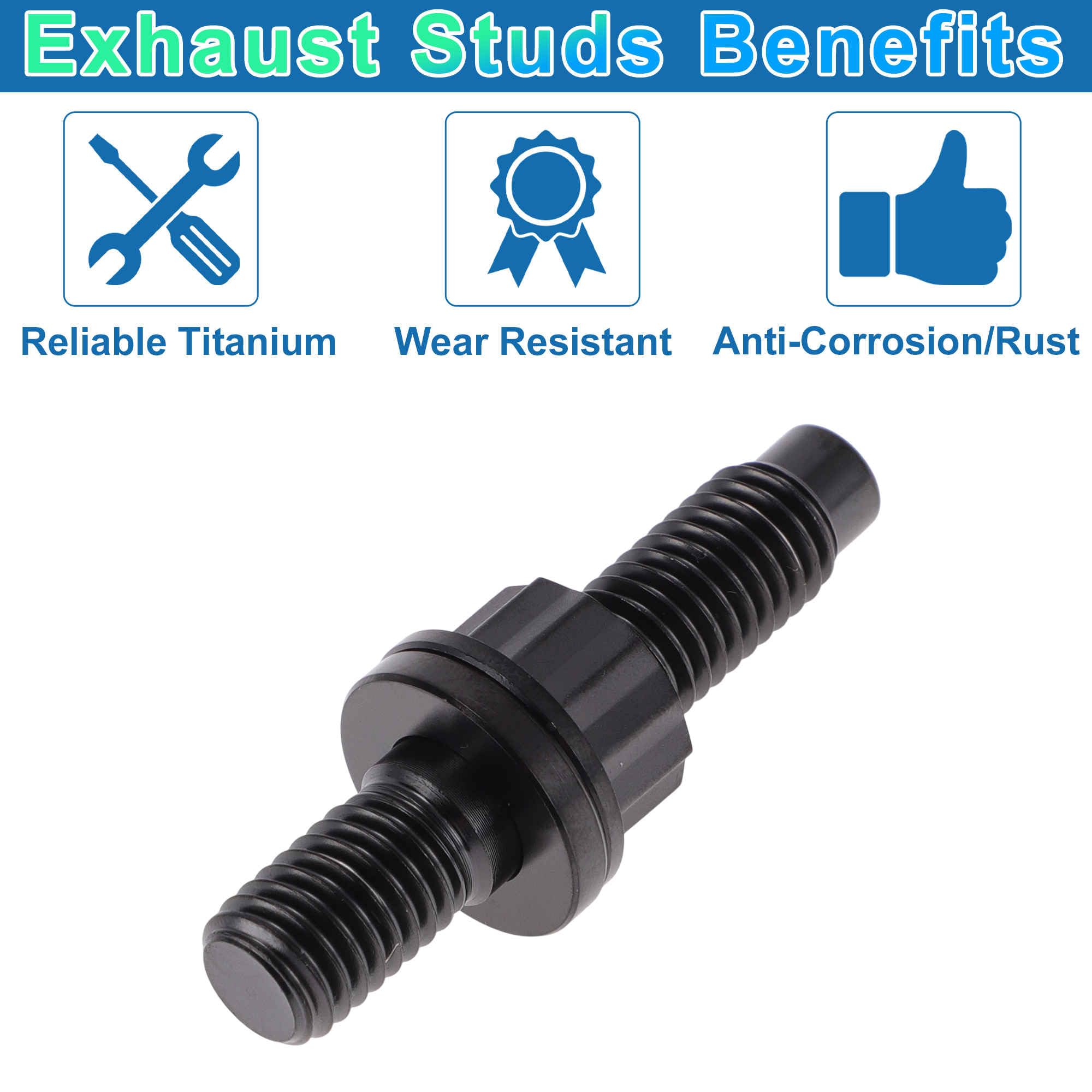 12 Set Viti Per Collettore Di Scarico In Lega Di Titanio M10x54mm Passo 1.5 Kit Viti Dado Rondella Nere