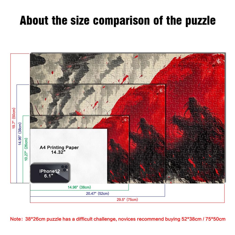 samurai luna rossa giapponese Puzzle da 2000 pezzi per adulti Difficile da completare ma divertente e umoristico offerte come regali per tutta la famiglia 70x100cm