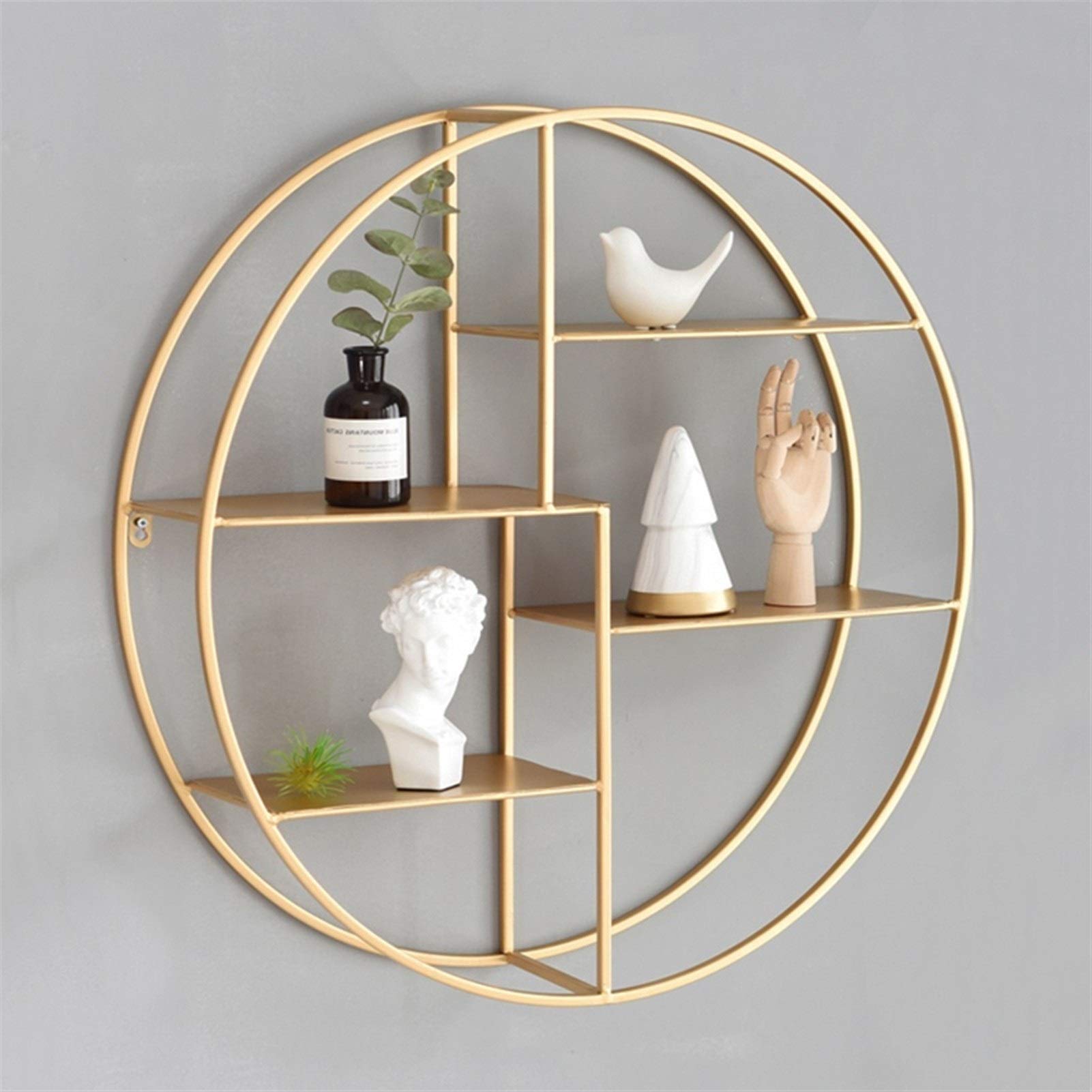 Moderna mensola sospesa rotonda in metallo a forma di cubo, pensile per decorare la casa, trofeo, esporre foto e altro ancora, soluzione elegante (60 x 15 x 60 cm)