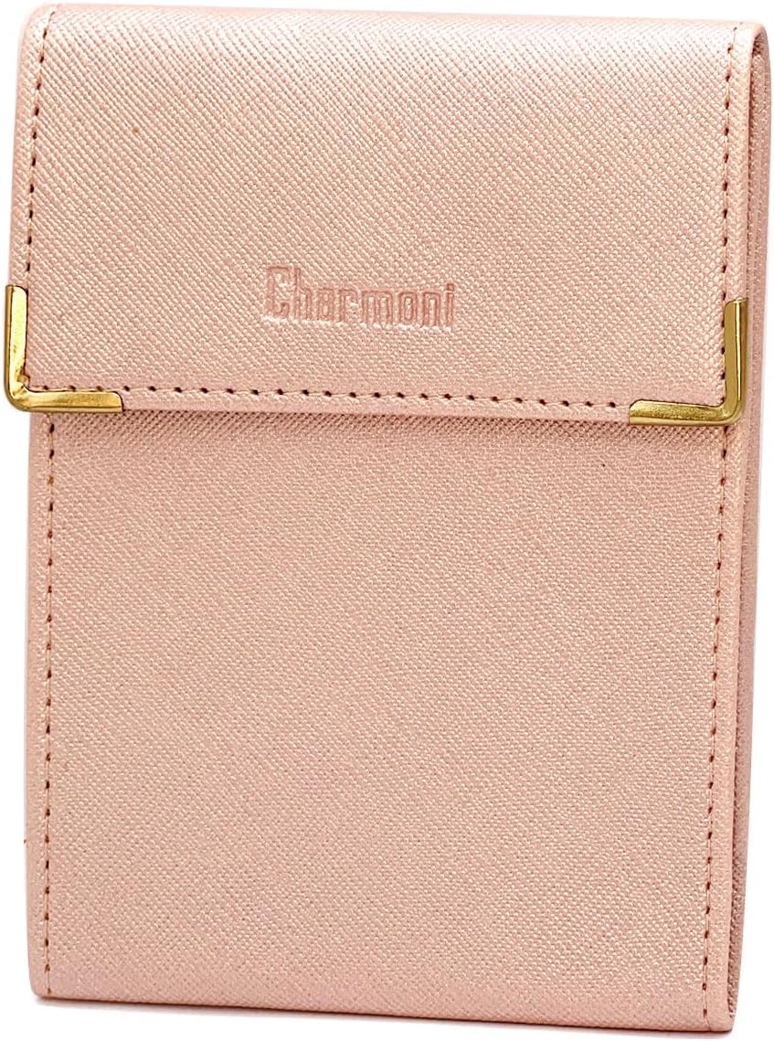 Long Folding Check Book Holder Case - Heel to Left - 3 Credit Card Slots - 3 Ply - Compact - Calfskin Leather - 10.5 cm x 14.5 cm, Zsf Pearl Pink, Taille unique, Classic