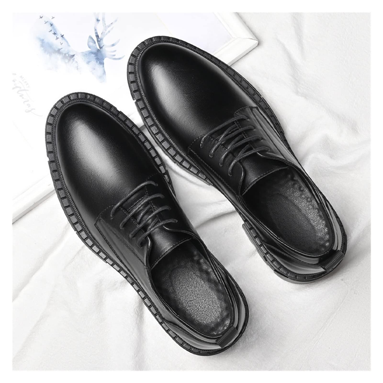CARZE Męskie skórzane buty Czarne męskie buty Koreański styl Brytyjski biznesowe formalne codzienne skórzane buty Męskie buty męskie(41)