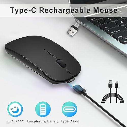 Miniatura 3 de Ratón inalámbrico Bluetooth USB C para MacBook Air Pro iMac Laptop Computer, Ratón C silencioso inalámbrico recargable para Mac DesktopiPadSurface