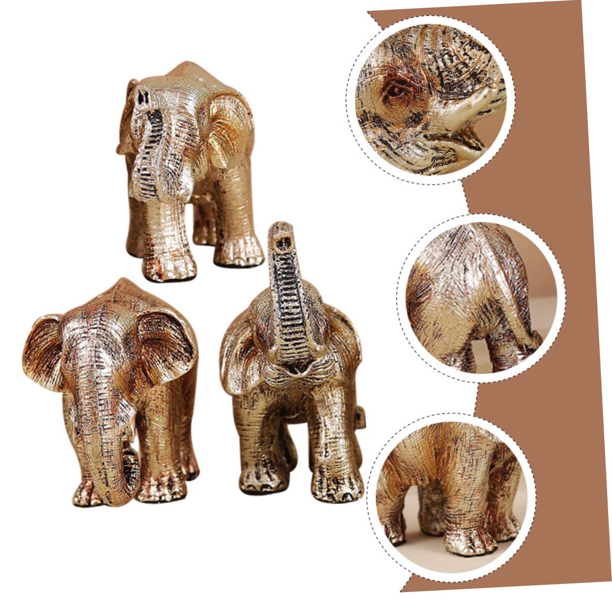 Abaodam 3pezzi Statuetta Elefante Resina Decorazione Nordic Per Ufficio e Casa Design Unico e Leggero Ornamentazione Elegante Per Interni e