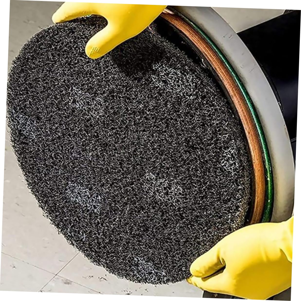 jojofuny 5pcs 17-inch Black Microfiber Floor Machine Cleaning Pads for Polishing, Scrubbing, and Wax Removal – Professional Floor Cleaning Supplies for Industrial and Commercial Use