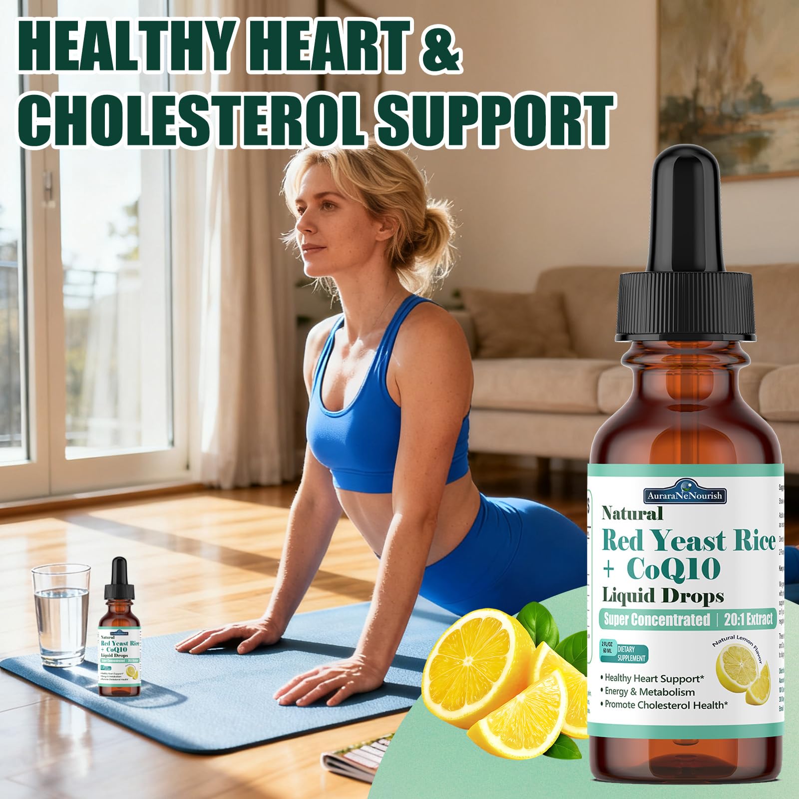 Liposomal Red Yeast Rice with Coq10 Liquid Drops, 5-in-1 Extra Strength 1200mg Cholesterol & Heart Support w. Citrus Bergamot Alpha Lipoic Acid | Cholesterol Lowering Supplement | GMO & Citrinin Free — Amazon image 4