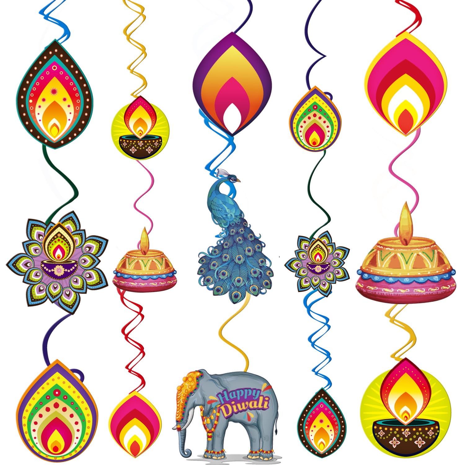 Banner Sfondo di Happy Diwali Decorazione per Festival di Luci Sfondo Fotografico da Appendere per Forniture per Festa Indiano Deepavali Diyas, 72,8 x 43,3 Pollici