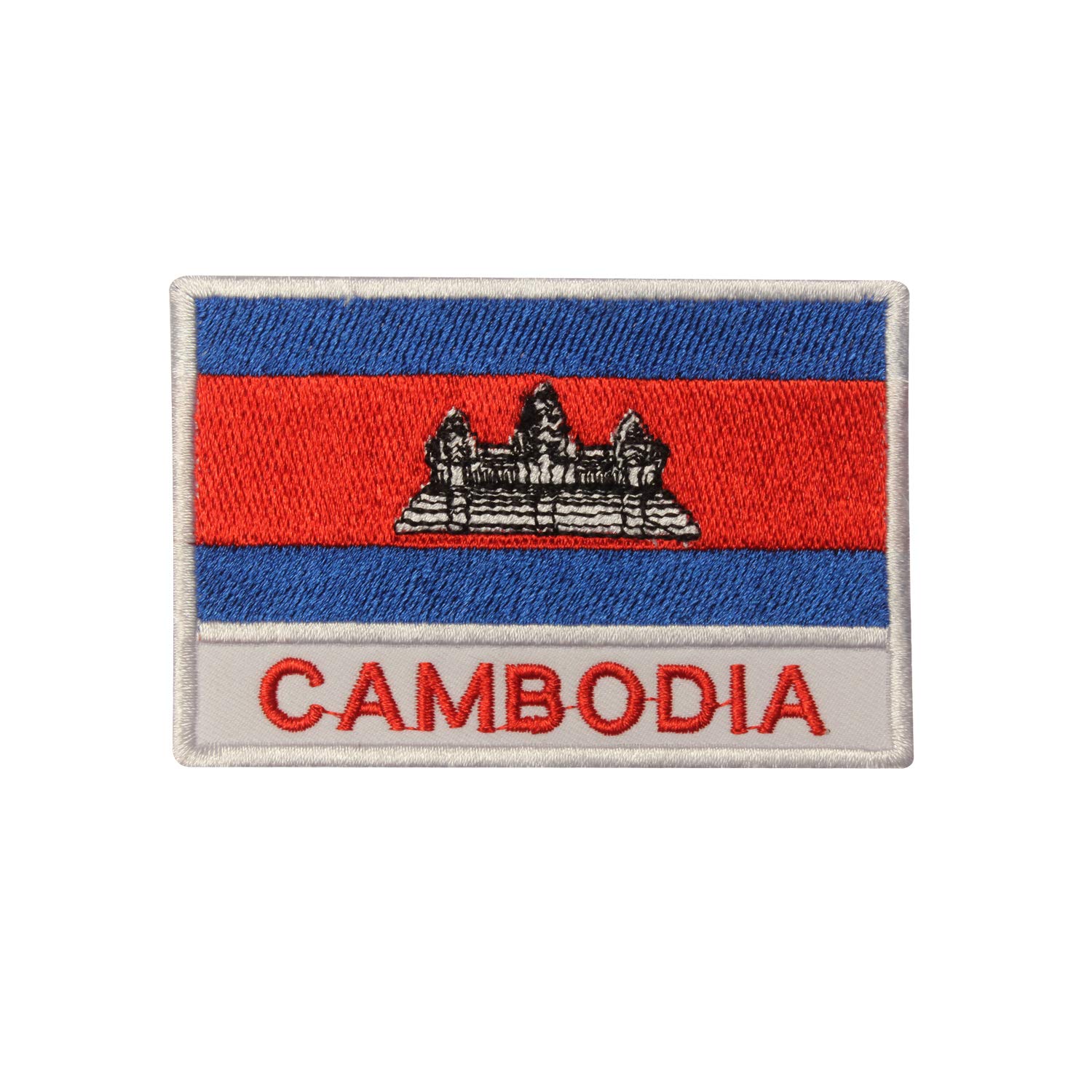 Cambodia National Flag Embroidered Iron On Sew On Patch Badge for Clothes etc
