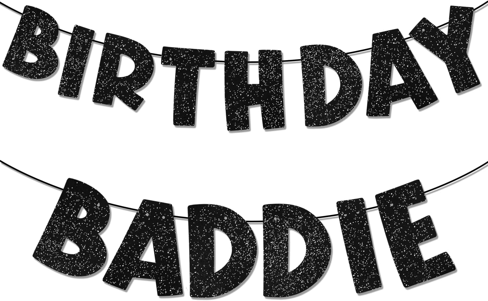 WJIAAA Baddie Birthday Banner Black, Glitter Paper Funny Birthday Decorations, for Women & Men, Party Supplies