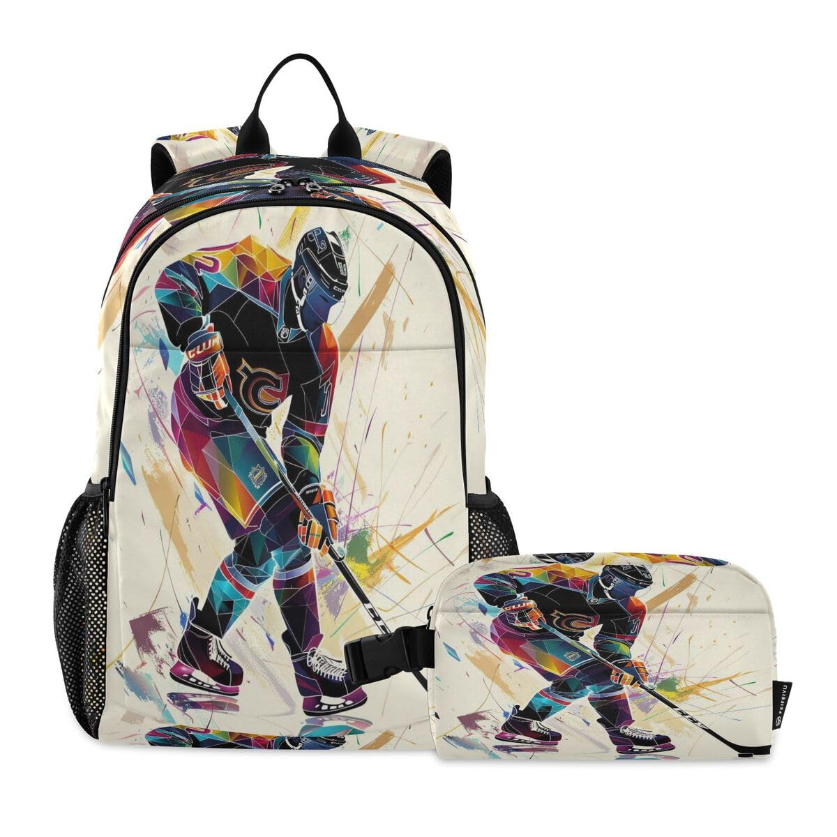 Sac à dos hockey sur glace Mnsruu avec trousse et sac repas pour l'école