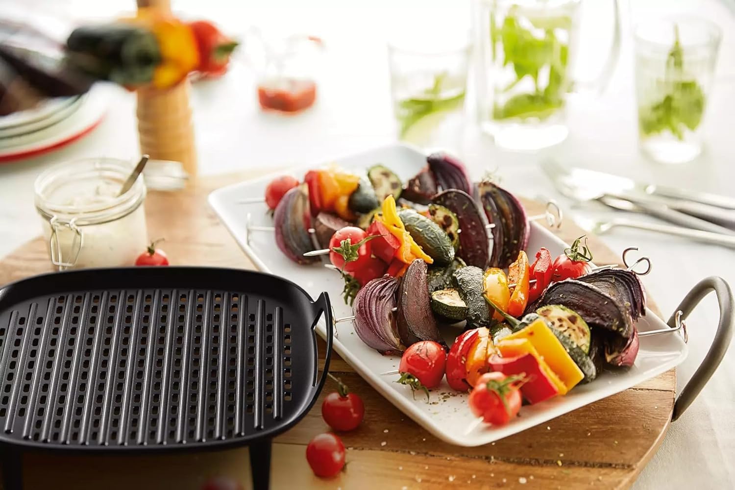 Philips Airfryer XXL zestaw akcesoriów do grilla nieprzywierająca płyta grillowa dwuwarstwowa akcesoria 6 szaszłyków do zmywarki do naczyń, aplikacja receptur HomeID czarny (HD9959/00