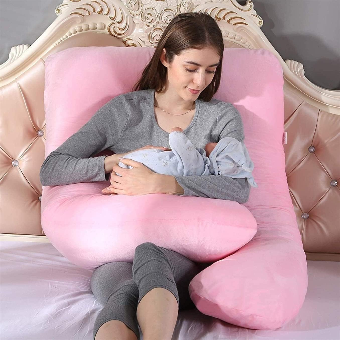 Pregnancy Pillow U Shaped Full Body Maternity Pillow for Sleeping Pregnant Women Pillow with Removable Velvet Cover Pregnancy Must Haves Maternity Pillows