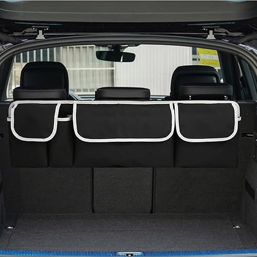 Miniatura 6 de Organizador de maletero de automóvil, organizador colgante de asiento trasero de gran capacidad con 4 bolsillos y tapas, bolsa de almacenamiento