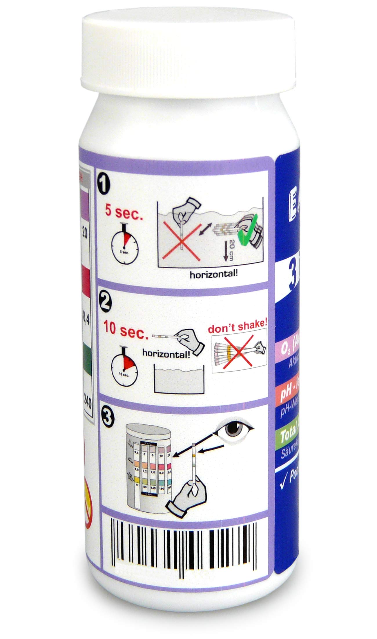 smardy 50 strisce test acqua 3in1 per piscina e spa – misura pH, alcalinità e ossigeno attivo in 15 secondi – per whirlpool, acquario e acqua potabile – bustine sigillate da 10, con scala colori