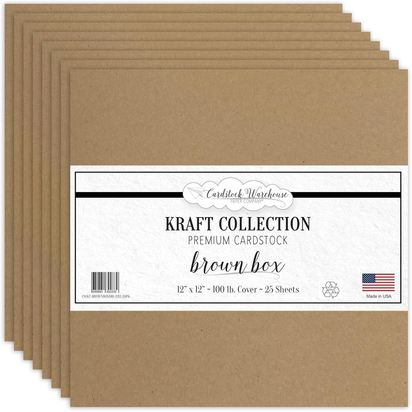 Cardstock Warehouse Kraft Brown Box Cardstock Paper 12x12 – 25 Sheets, 100 lb / 270 GSM 100% Recycled Premium Kraft Card Stock for Scrapbooking, Cardmaking, Die-Cutting, Crafts & DIY Projects