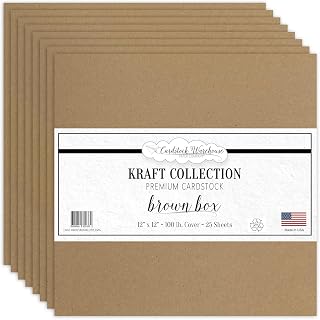 Cardstock Warehouse Kraft Brown Box Cardstock Paper 12x12 – 25 Sheets, 100 lb / 270 GSM 100% Recycled Premium Kraft Card Stock for Scrapbooking, Cardmaking, Die-Cutting, Crafts & DIY Projects