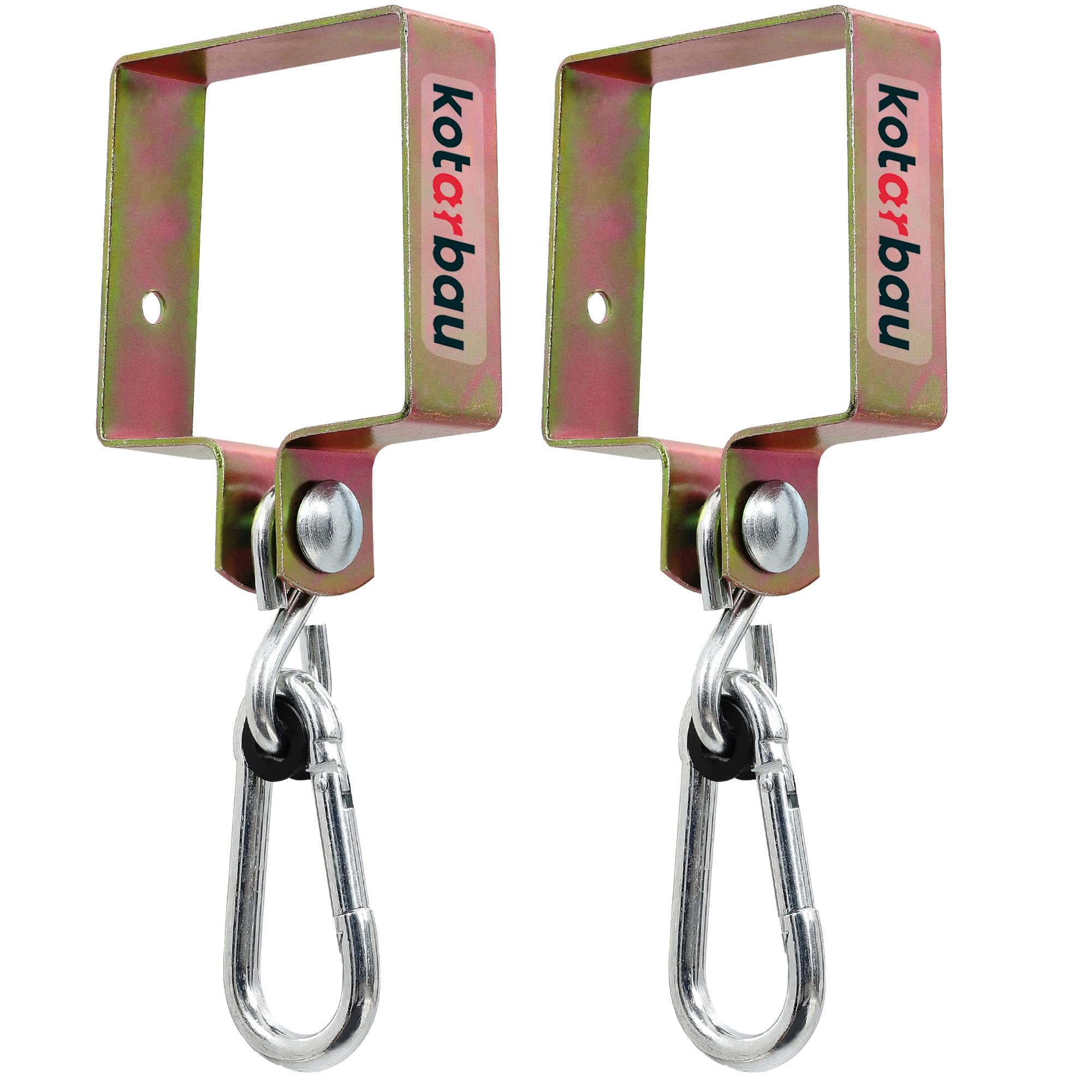 KOTARBAU® Set of 2 Swing Hooks 90 x 90 mm Square Carabiner Hook Swing Clamp Swing Fastening Cuff Hook Yellow Galvanised Hook Holder Hook Swing, Pack of 2, 100 x 100 mm