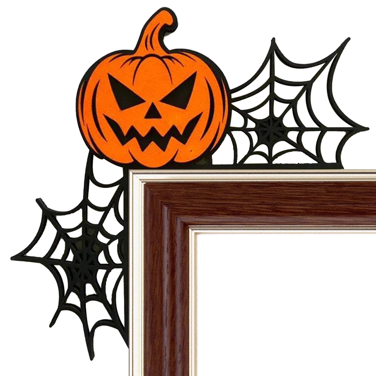 Décoration d'angle de porte d'Halloween en bois sculpté design con